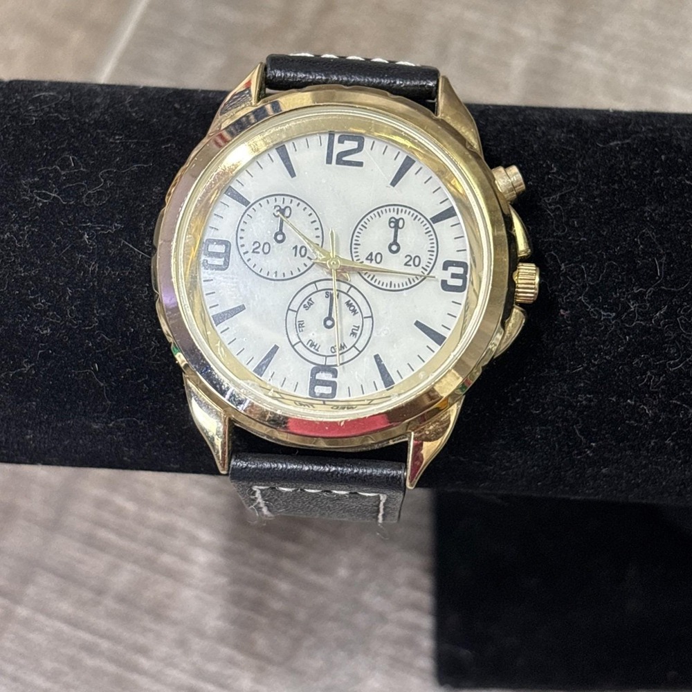 ACCUtime 8893WM Men's Faux Chronograph Watch Black Strap